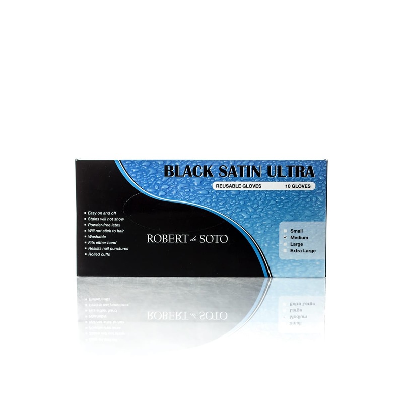 ROBERT DE SOTO BLACK SATIN GLOVES 10 PACK MEDIUM