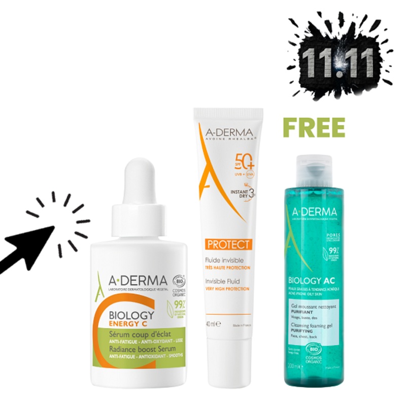 Aderma – Biology Energy C Serum & Invisible Fluid SPF50+ Bundle