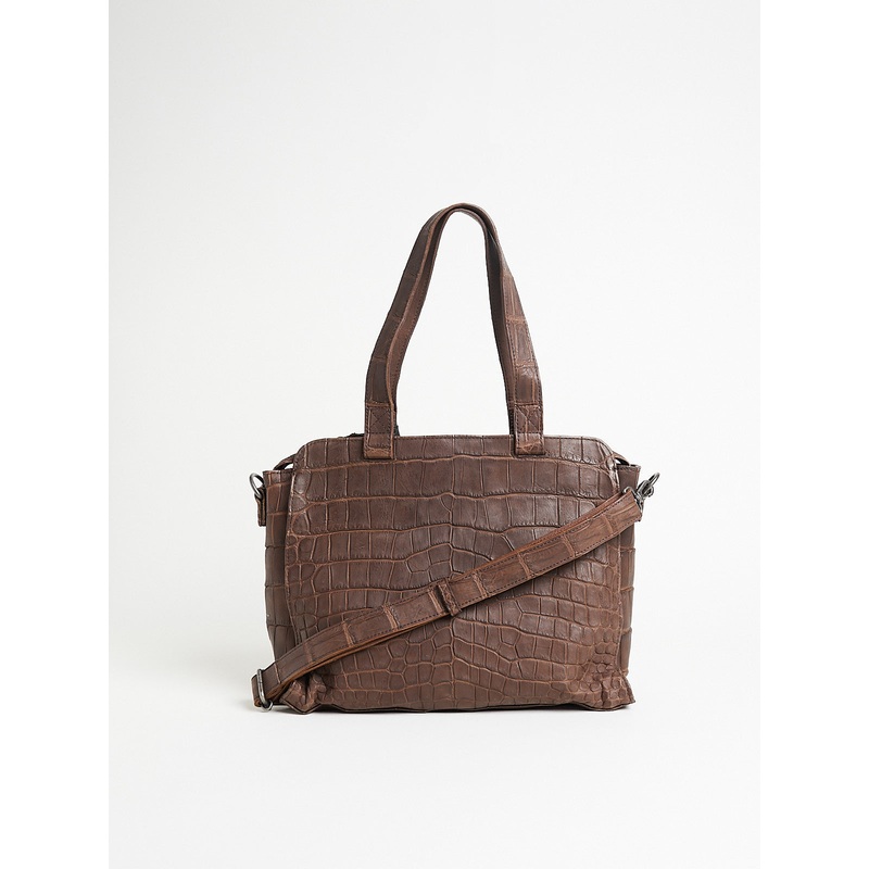 Crocodile S Bag in Dark Brown