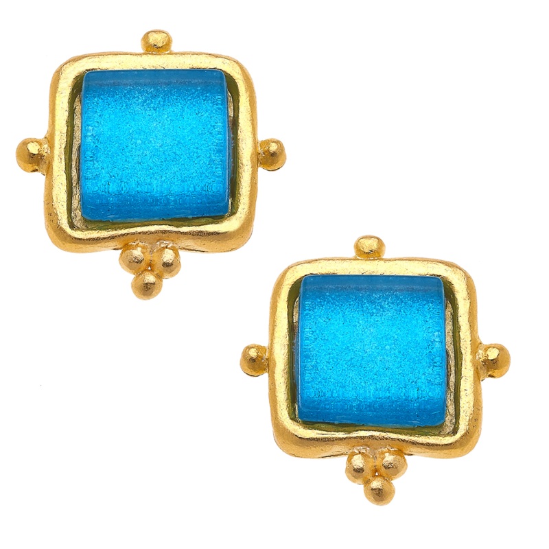 Handcast Gold and French Glass Earrings