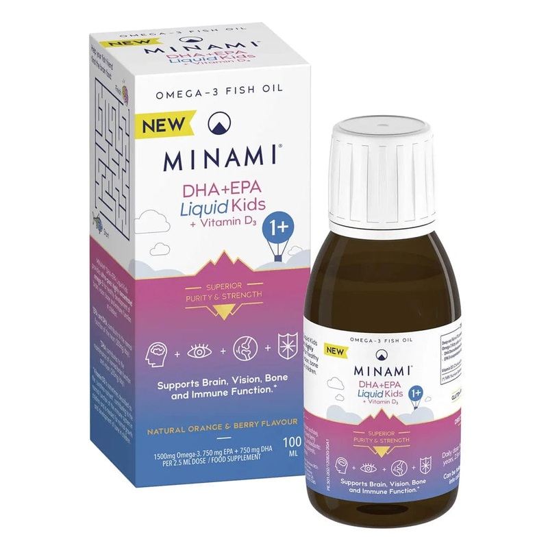 Minami Nutrition DHA+EPA Liquid Kids + Vitamin D3 – 100ml