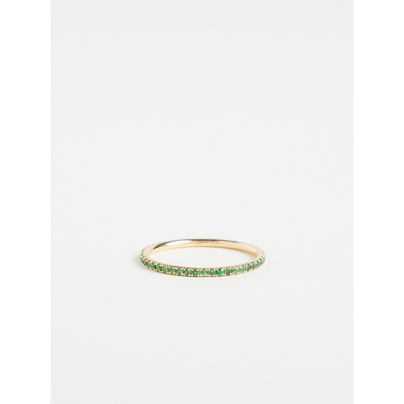 Thread Band with Tsavorites on 18k Yellow Gold