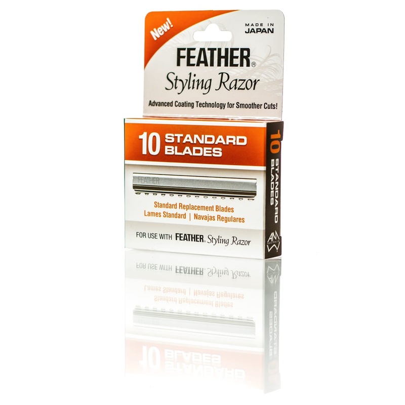 FEATHER STYLING RAZOR – 10 STANDARD BLADES + GUARD