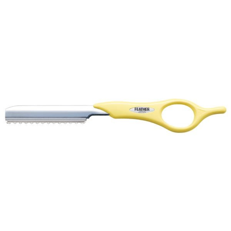 Jatai – Feather — Feather Styling Razor Cream Yellow Handle Detail