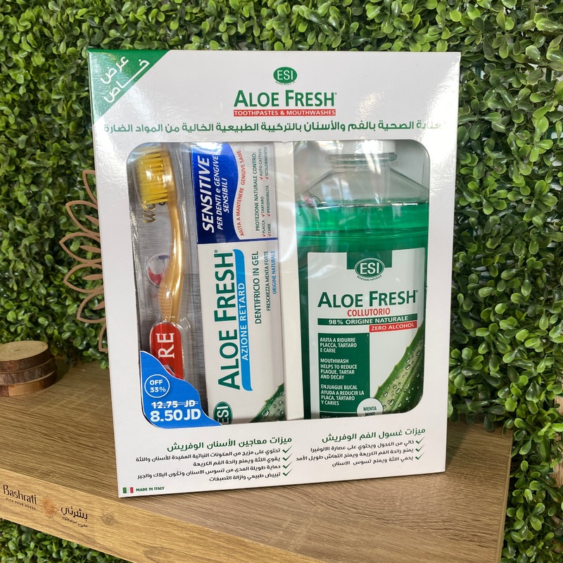 Offer Aloe Fresh Mouth Wash 500ml+ Sensitive Retard Tooth paste 100ml+ Wow Gold Tooth Brush Offer