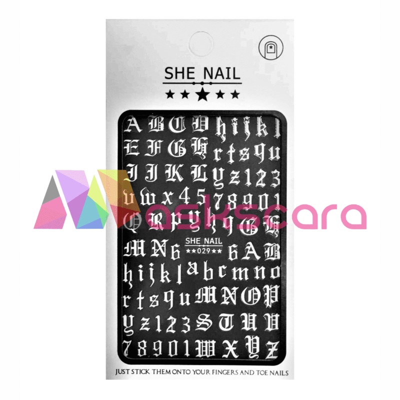 Nail Art Sticker – White Letters (SNS029W)