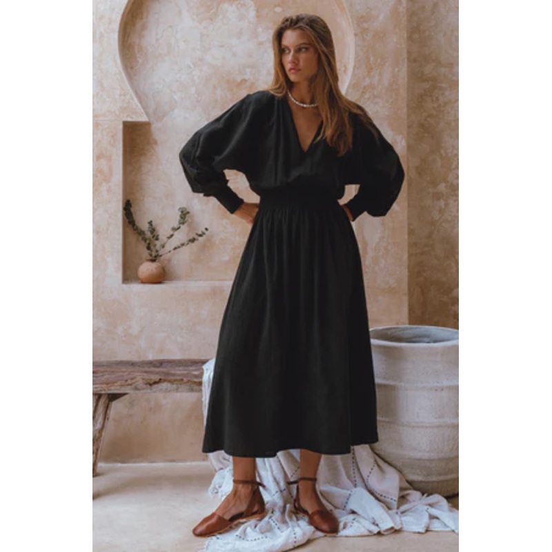 Carla Long Sleeve Linen Dress