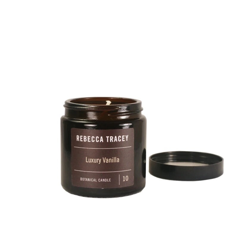 Aromakerze mit luxuriser leichter Vanille und sanfter Orange in Reisegre