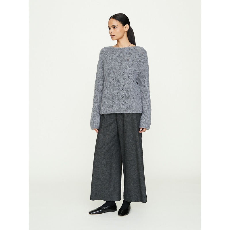 Side Seamless Wide Pants in Charcoal Top Grey