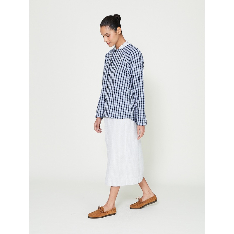 Writers Shirt in Light Blue/Dark Navy Dobby Check