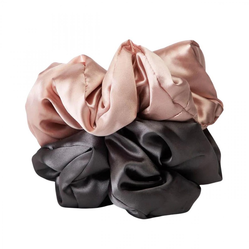 Kitsch — Satin Sleep Pillow Scrunchies – Blush/Gray