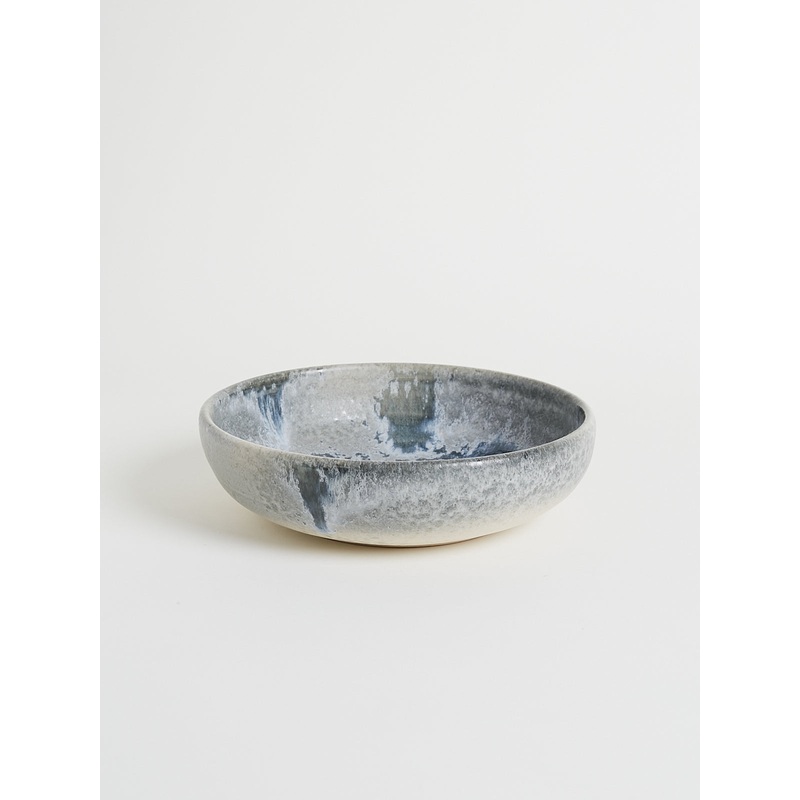 Large Shallow Bowl Shape #13 in White and Soft Blue