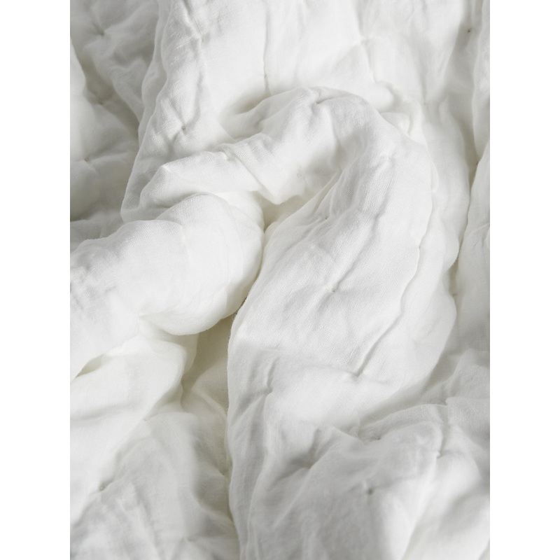Wavy Linen Blanket in White