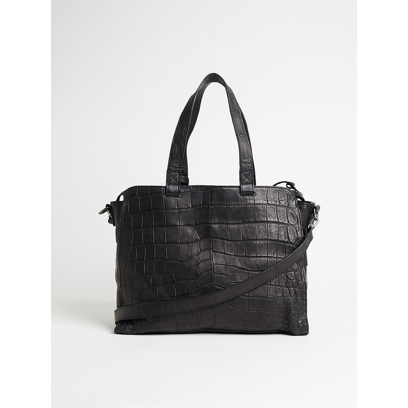 Crocodile M Bag in Black