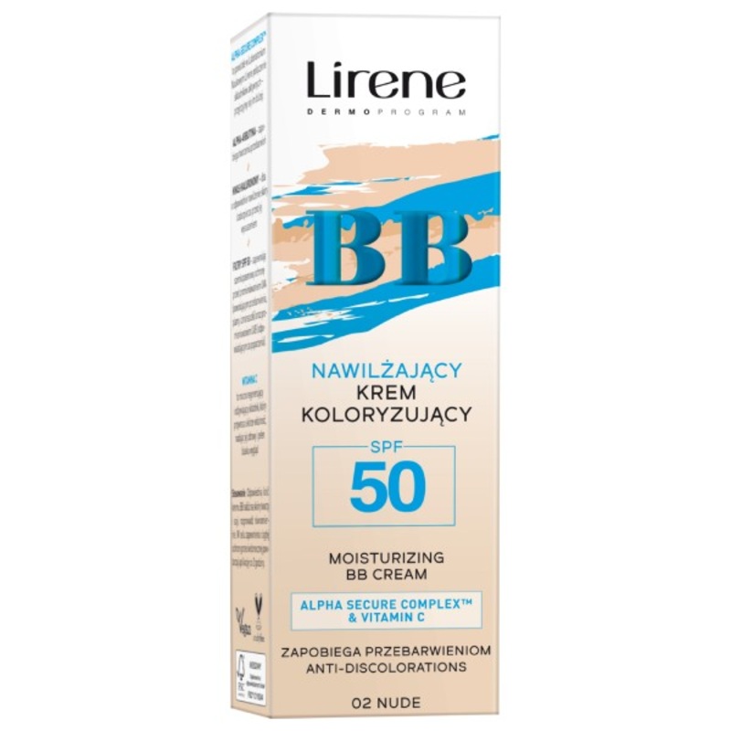 Lirene Spf50+ Moisturizing BB Cream 50ml (02 Nude)      (Copy)