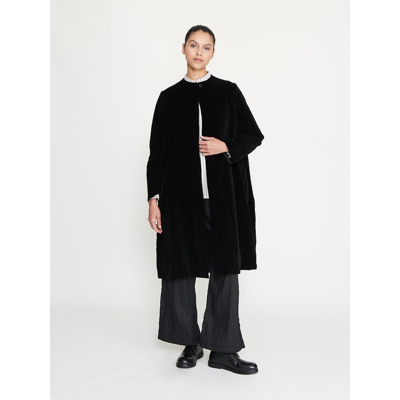 Cotton and Linen Coat in Black