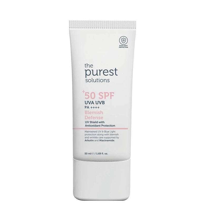 Blemish Defense Spf50+ 50ml – Uv Sheild With Antioxidant Protection – The Purest Solutions