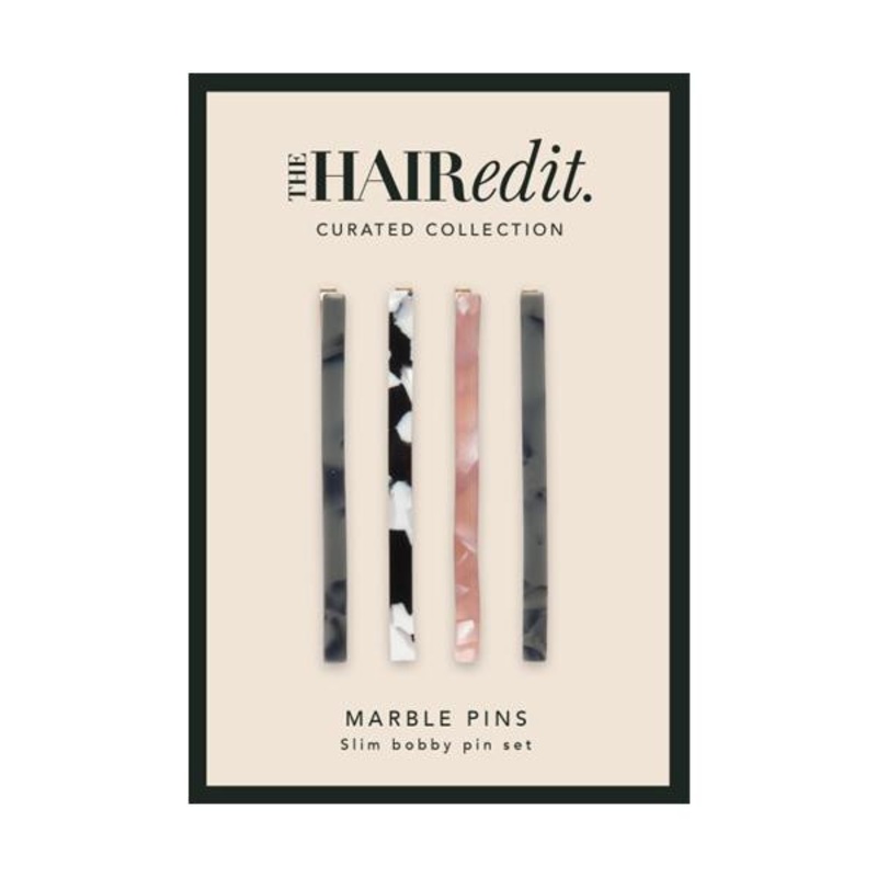 THE HAIR edit — Slim Bobby Pin Set – Jade Marble 4pk