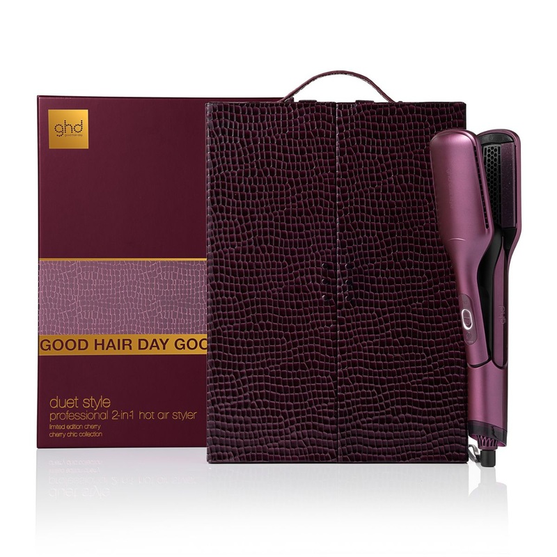 Ghd Duet Style Hot Air Styler in Cherry with Sleek Talker and Paddle Brush