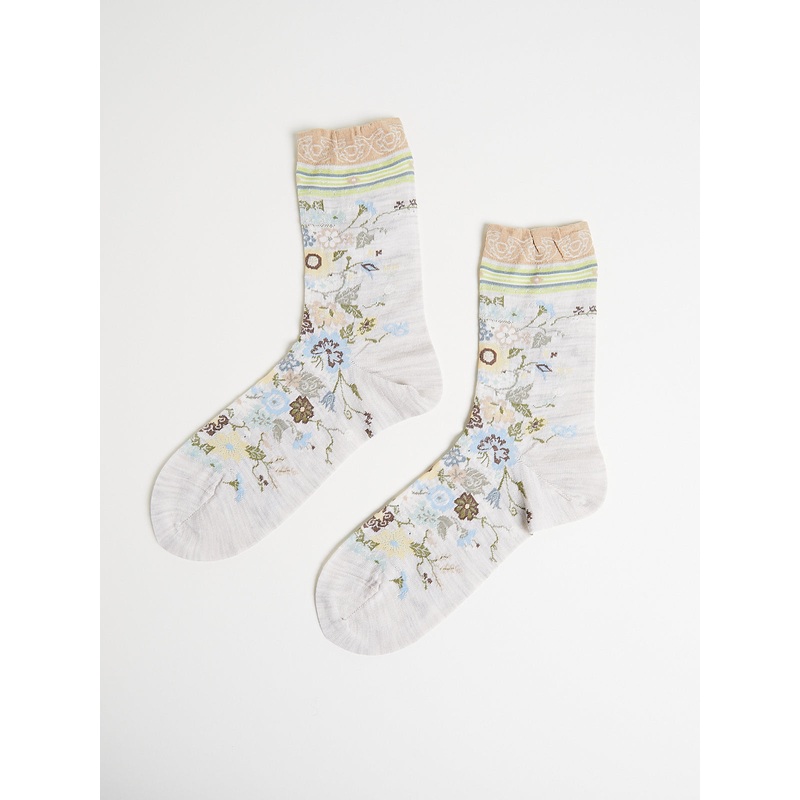 Happy Flower Socks in Low White