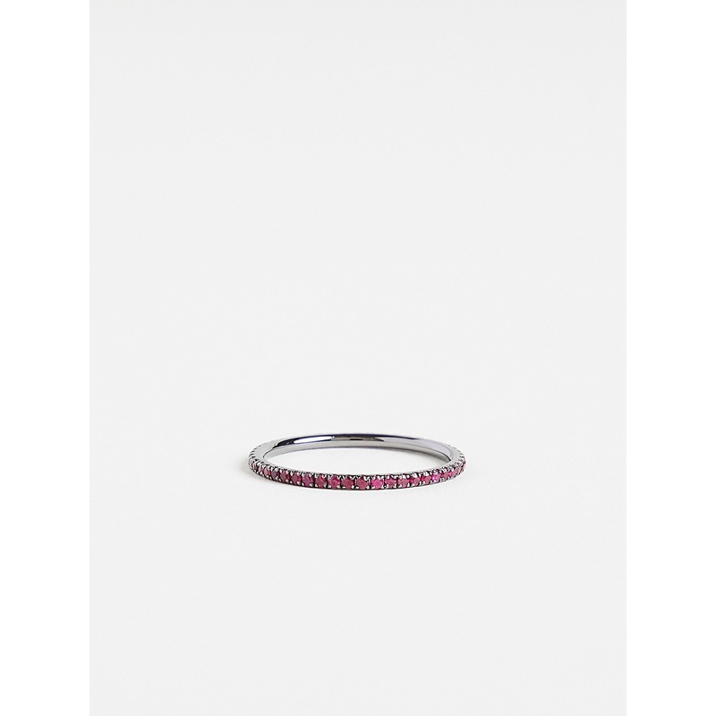 Thread Band with Rubies on Oxidised 18k Gold