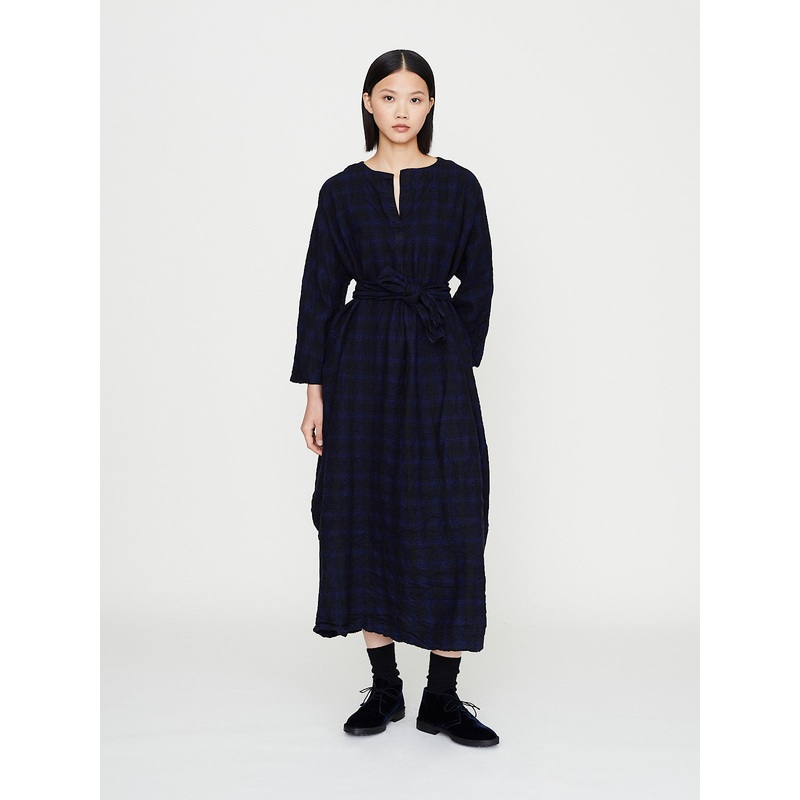 Abito Dress 20.07.06 Taglio Vivo Lavato in Bic Blue Alassio Blue Black Tartan