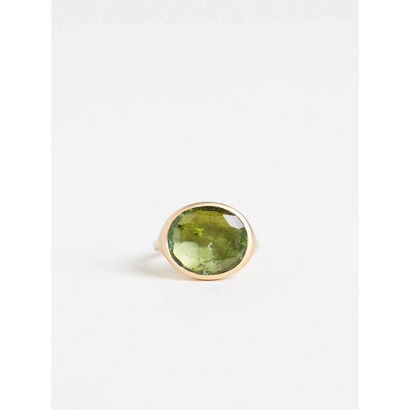 Djerba Ring in 18k Yellow Gold with 6.9ct Green Tourmaline