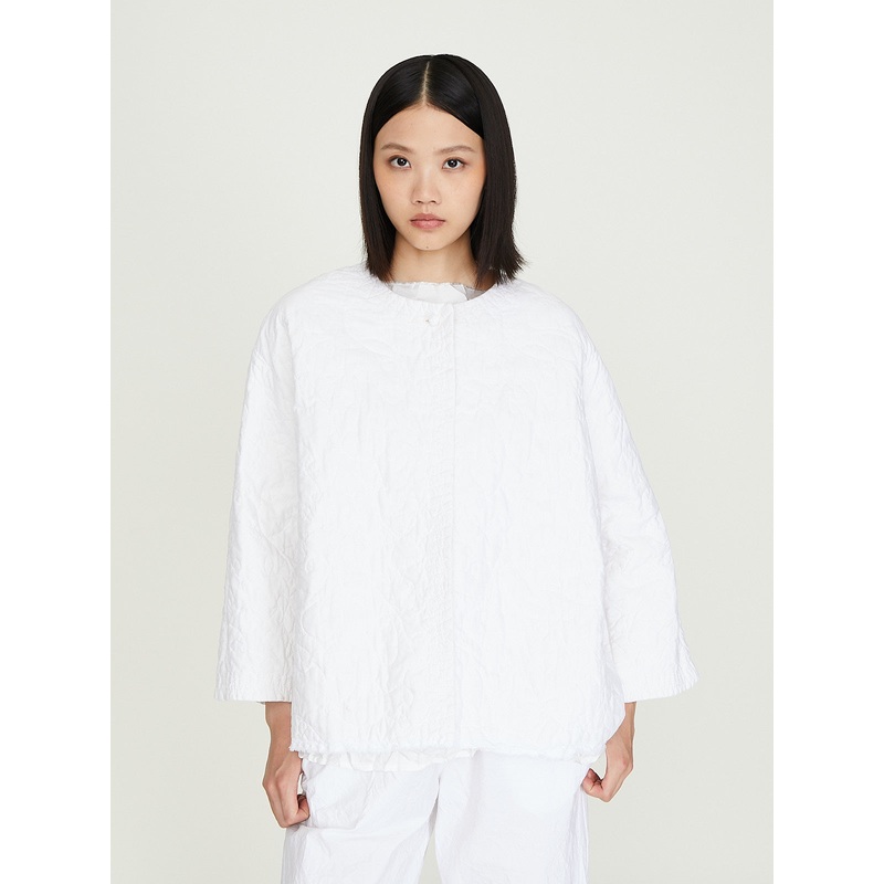 Giacca Jacket Papavero Tasca Corta Trapuntata in White