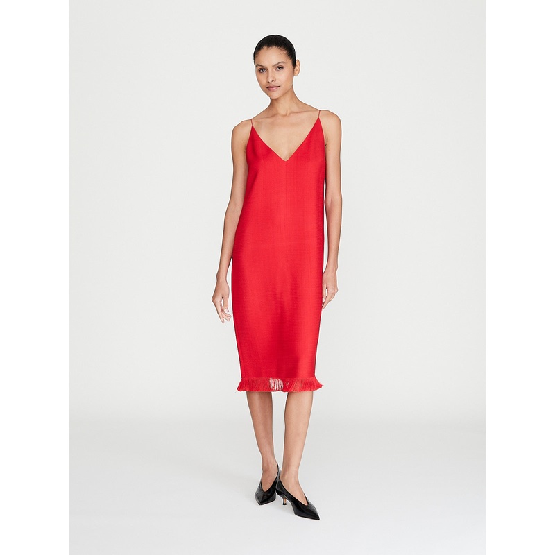 Bella Short V Neck Dress in Vermillion