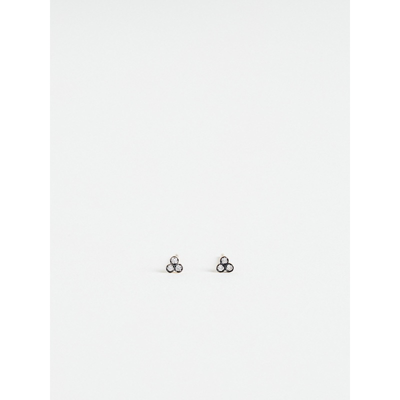 Charnires Stud Earring Pair with 0.05ct White Diamonds on 18k Yellow Gold