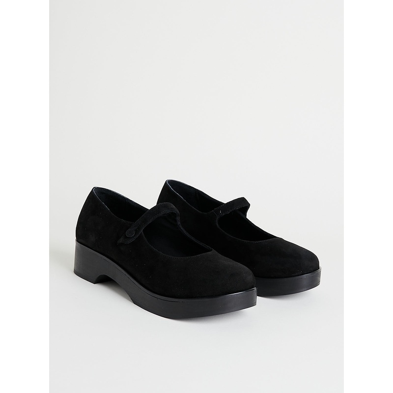 Zoccolo Clog Ballerina Bottoncino Fonda Basso Nero in Black