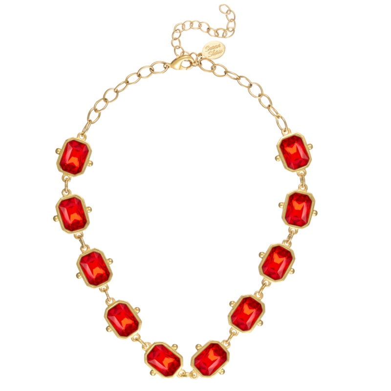 Handcast Gold Rectangle Crystal Choker Necklace