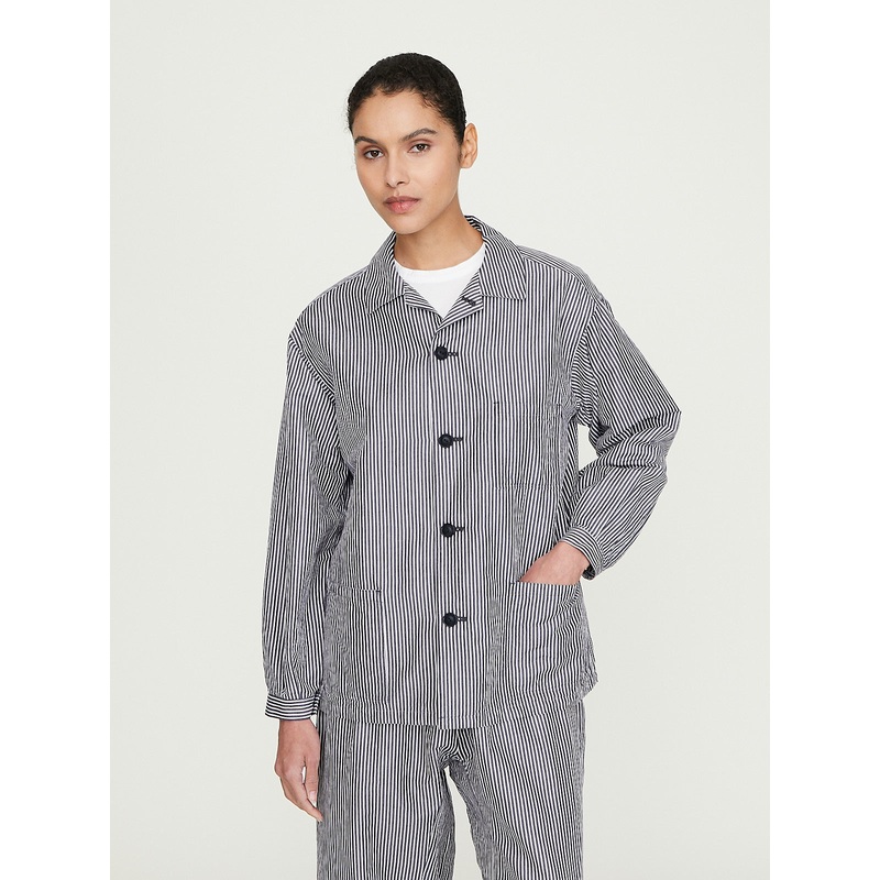 Open Collar Work Shirt in Purplish Navy