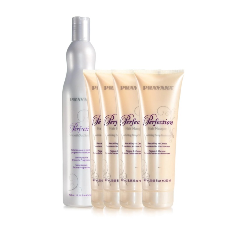 PRAVANA PERFECTION SMOOTH OUT SOLUTION 450ML & 4 X TREATMENT 250ML