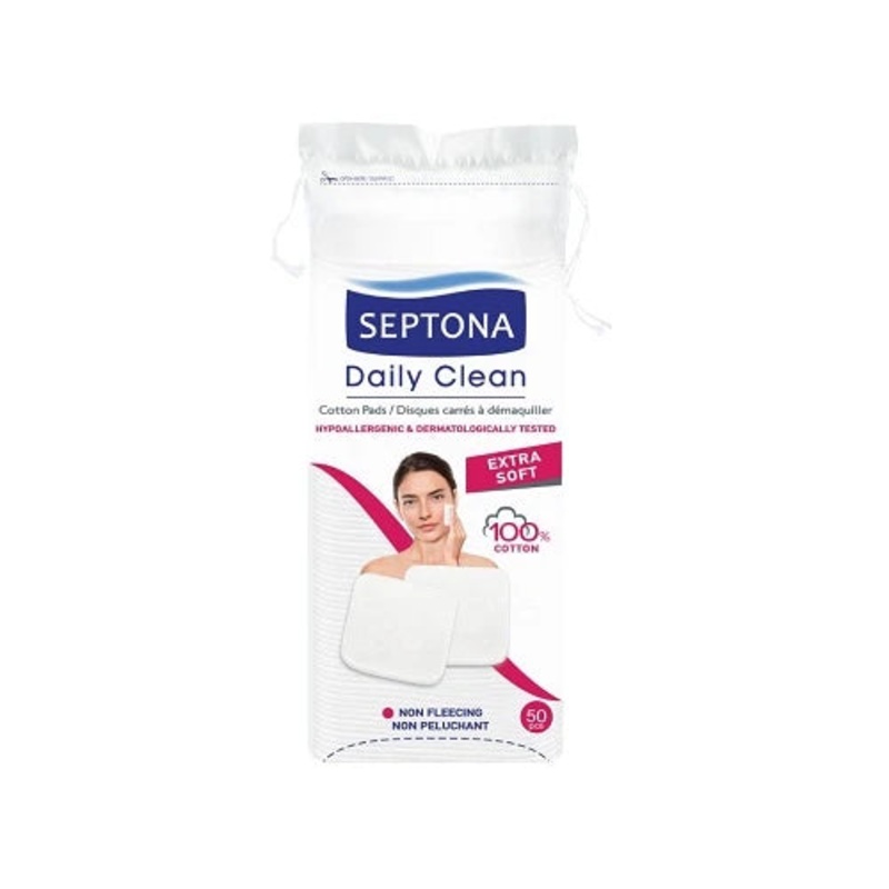 Septona Sqaure Large Cotton Pads, 50 Pieces
