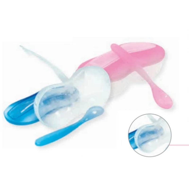 Optimal Grinding Feeding Bowl Tip Spoon Blue ‘Pink