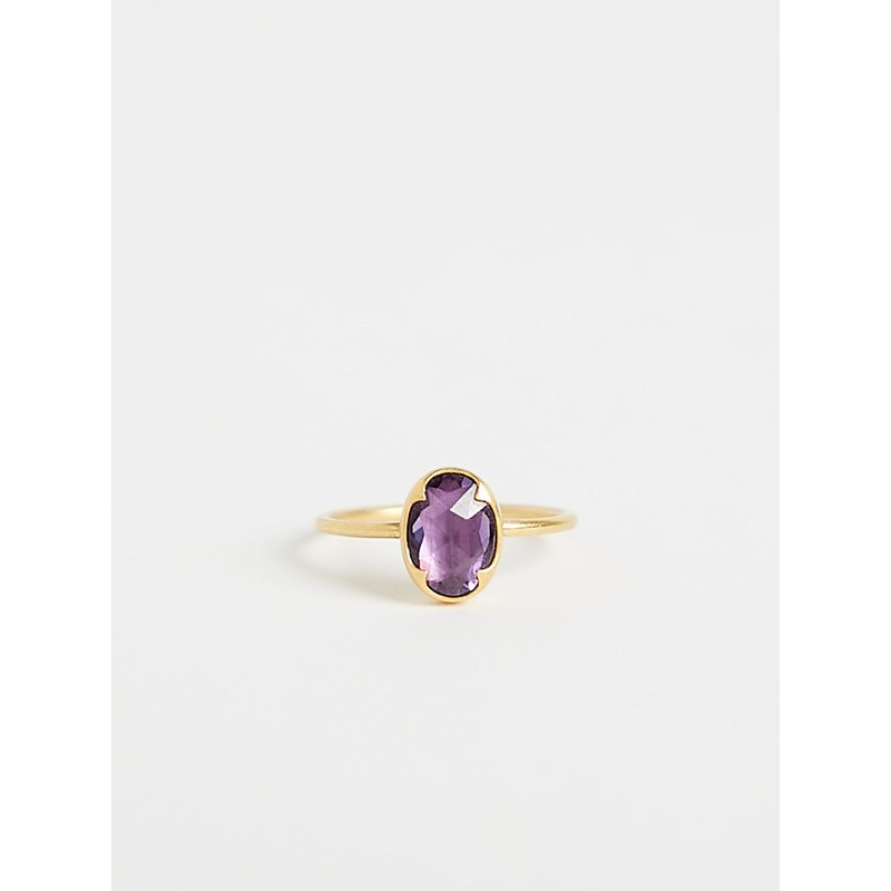 Pink Mauve Rose Cut Sapphire In 18k Yellow Gold