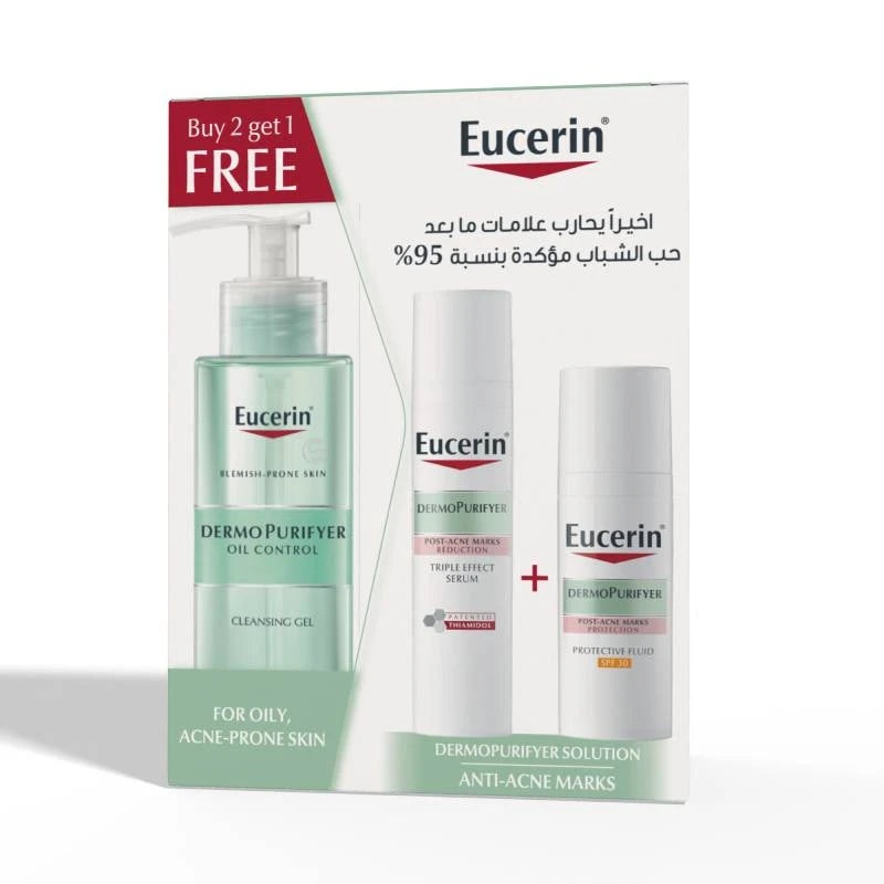 Eucerin Cleansing Gel & Triple Effect Serum & Protective Fluid Spf30+ Buy 2 Get 1 Free Offer