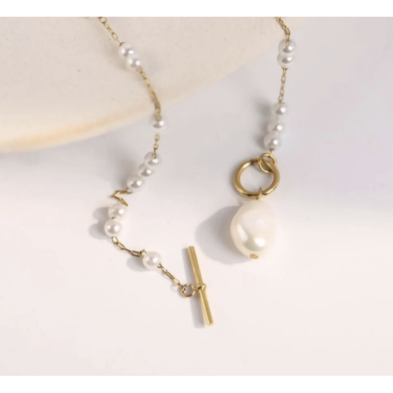 Pearl T Bar Necklace