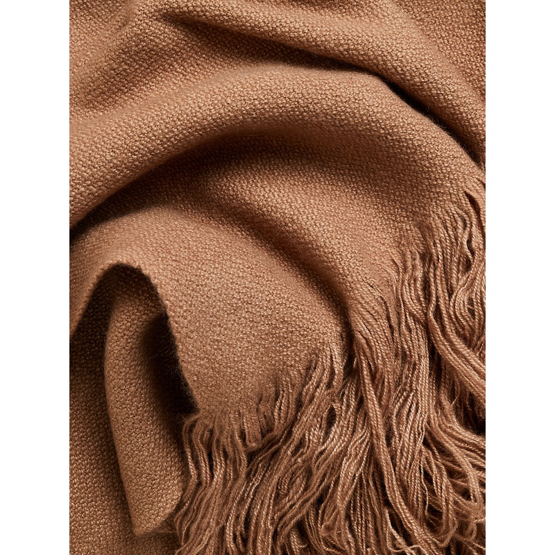 Long Fringe Shawl in Camel