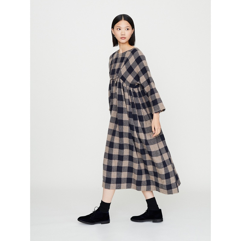 Abito Dress Newpride Lavato in Dark Blue Brown 5cm Check