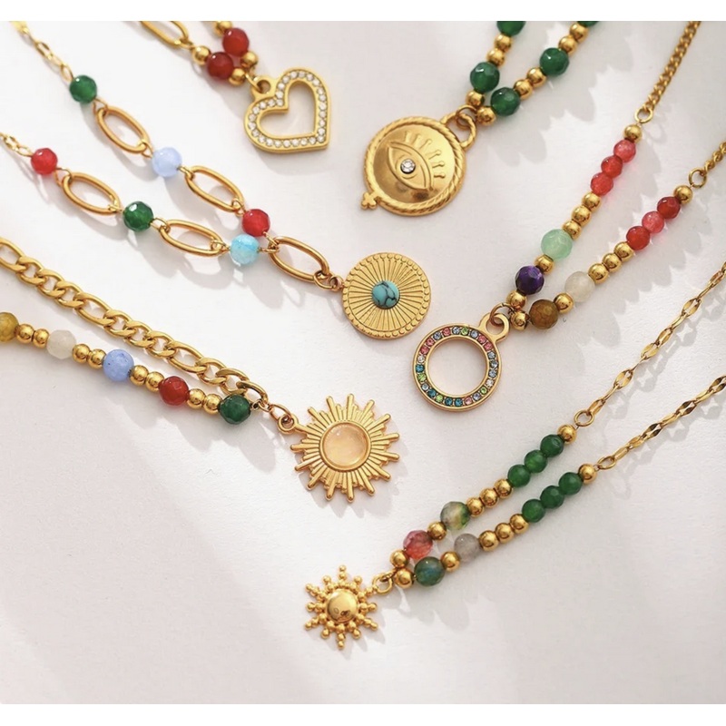 Bright Beaded Necklace with Pendant