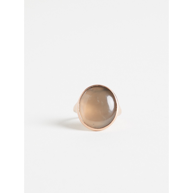 Light Oval Ring with 10.75ct Grey Moonstone on 9k Rose Gold
