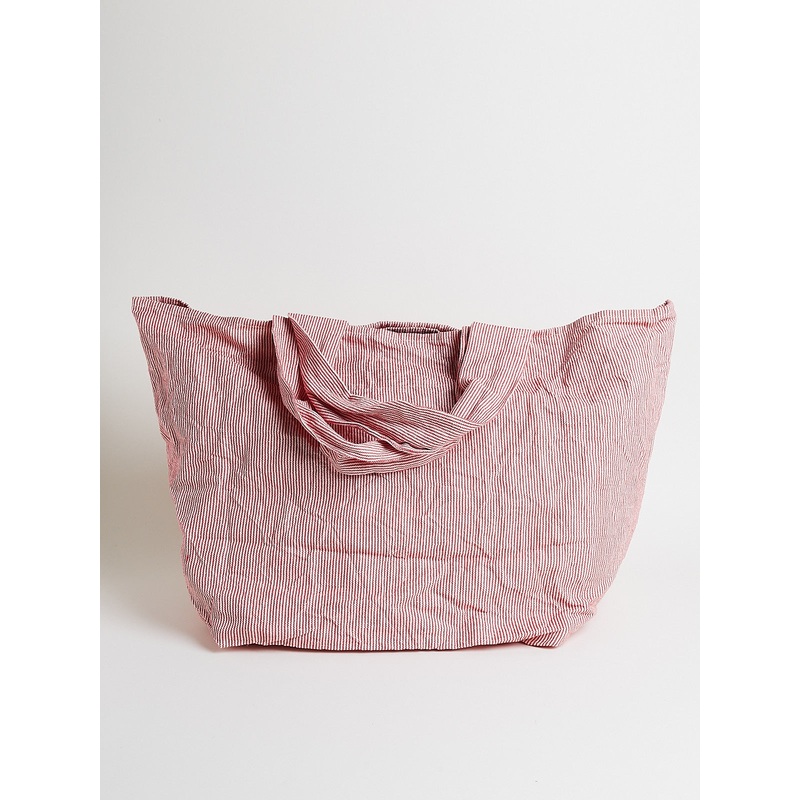 Borsa Bag Spi Fondo Quadro Corta Taschino Lavata in Thin Vertical Red Stripes