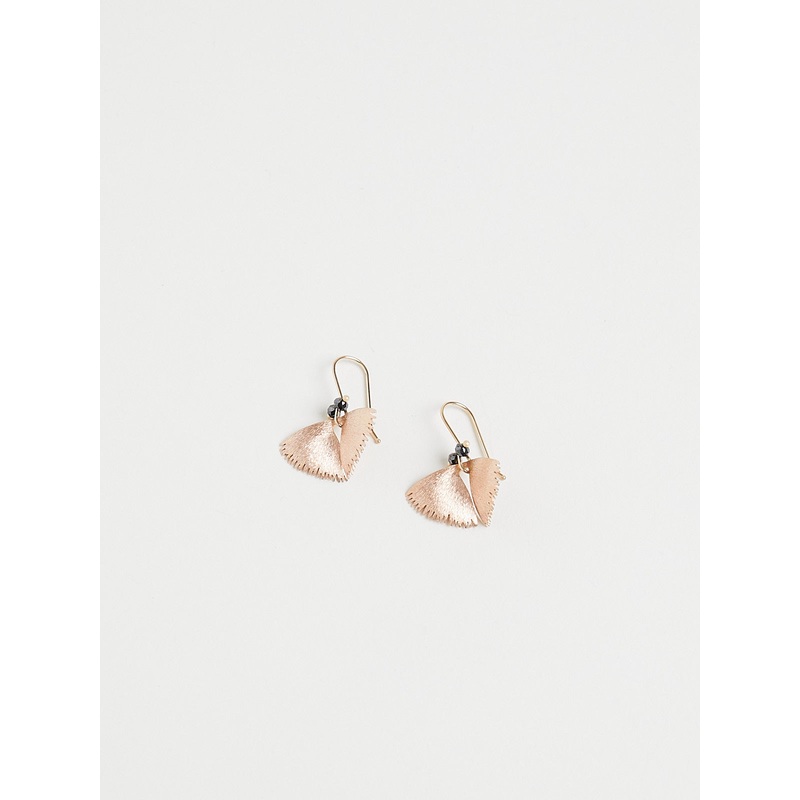 Moth Wing Earrings in 18k Rose Gold with Diamond Eyes