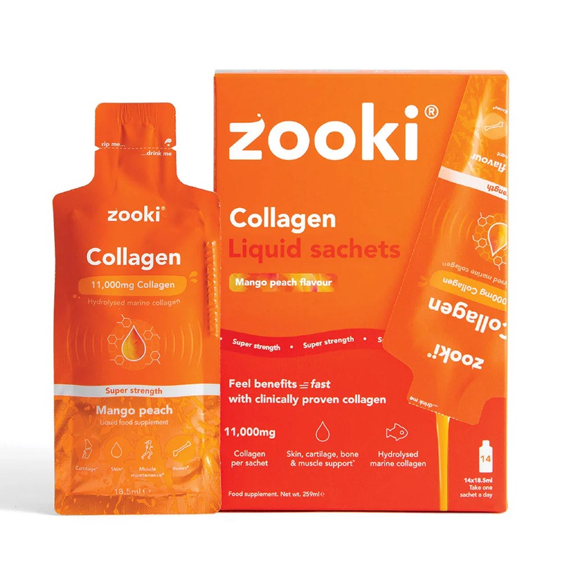 Zooki – Super Strength Mango & Peach Collagen Sachets 11,000mg 14 x 18.5ml