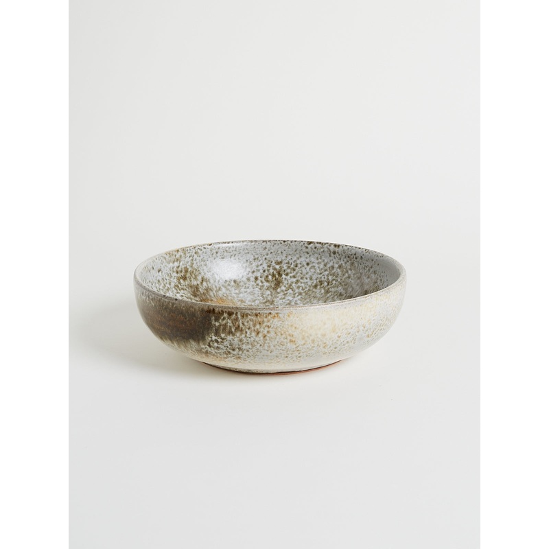 Large Shallow Bowl Shape #13 in White and Brown