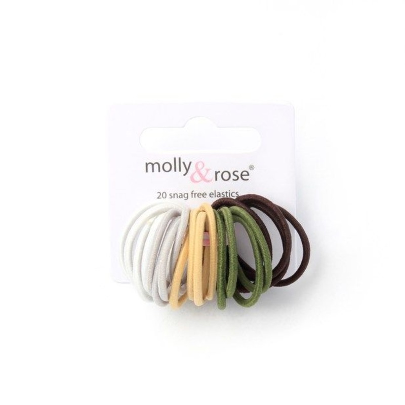 Molly & Rose Item 8085 Mini elastics – Naturals – 2mm thick – Card of 20