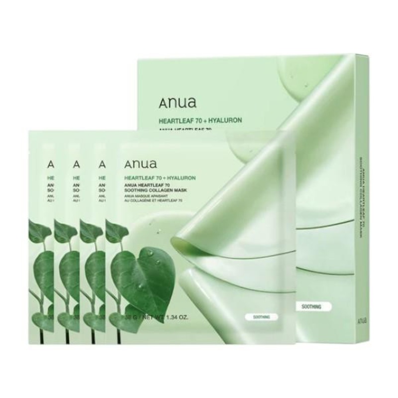 Anua — Heartleaf – 70 Soothing Collagen Mask – 4 units