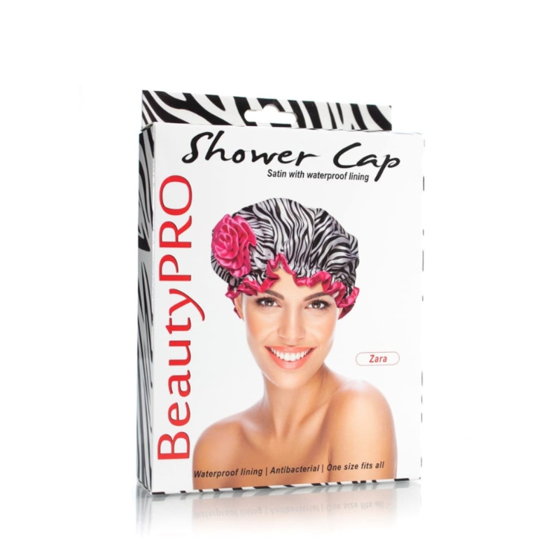 DATELINE PROFESSIONAL BEAUTY PRO SHOWER CAP ZARA BLACK WHITE ZEBRA